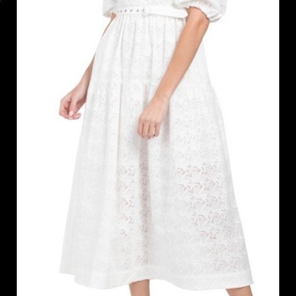 Nicholas Cellie Cotton Featherington Eyelet White Dress Size 2 - Picture 6 of 12